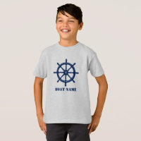 Schiffsname oder Ihr Name Helm Wheel Navy & Gray