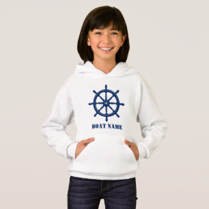 Schiffsname oder Ihr Name Schiff Helm Wheel Navy W Hoodie