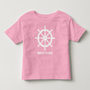 Schiffsname oder Ihr Name Schiff Helm Wheel Pink W Kleinkind T-shirt