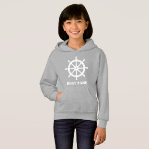 Schiffsname oder Ihr Name Schiff Helm Wheel White  Hoodie