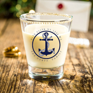 Schiffsname und Anker ID619 Schnapsglas
