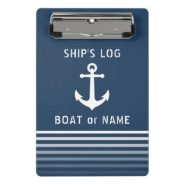 Schiffsprotokoll Ihr Bootsname Vintager nautischer Mini Klemmbrett