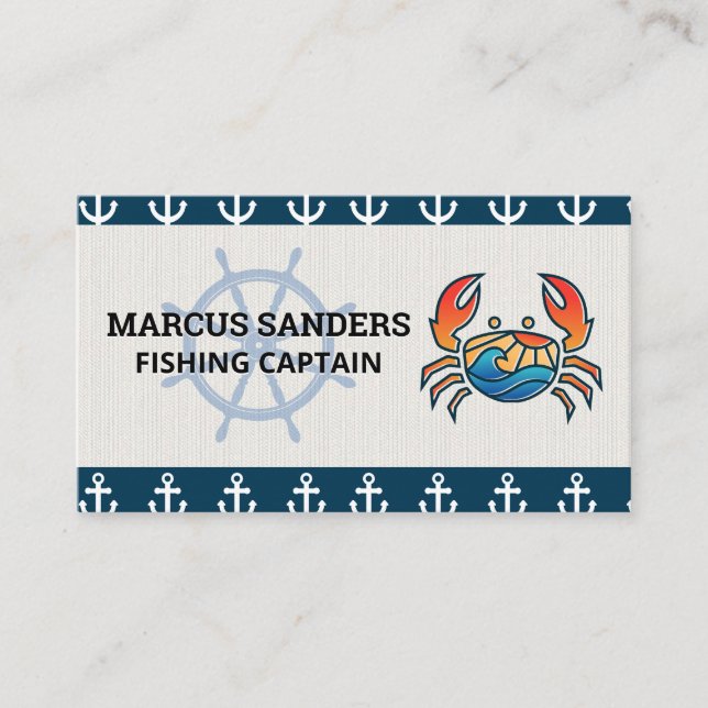 Schiffsrad | Ankermuster | Crab-Logo Visitenkarte (Vorderseite)