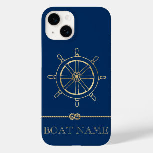 Schiffsrad aus nautischem Gold, Marineblau Case-Mate iPhone 14 Hülle
