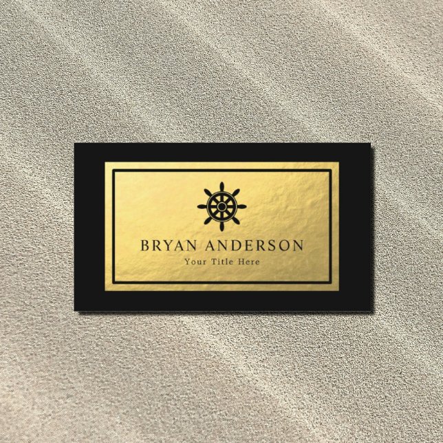 Schiffsrad - Imitate Gold Foil Business Card Visitenkarte (Von Creator hochgeladen)
