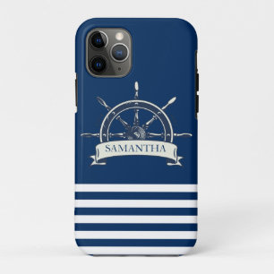 Schiffssteuer, navyblaue Streifen Case-Mate iPhone Hülle