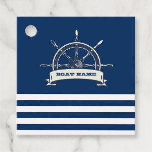 Schiffssteuer, Navyblaue Streifen Geschenkanhänger