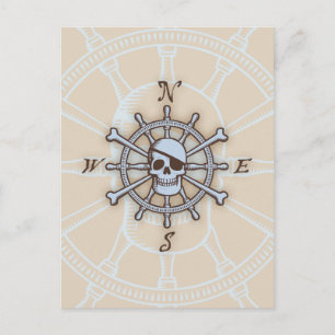 Schiffssteuerrad-Kompassrose Postkarte