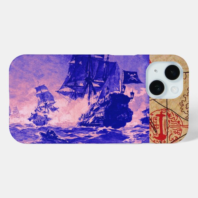 SCHIFFSTRECKE/KARTEN-KARTEN iPhone 15 HÜLLE (Rückseite (Horizontal))