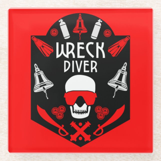 Schiffswrack-Divers Glasuntersetzer (Vorderseite)