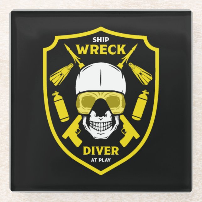 Schiffswrack-Divers Glasuntersetzer (Vorderseite)