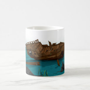 Schiffswrack unter Wasser Kaffeetasse