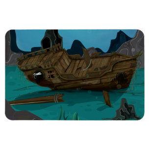 Schiffswrack unter Wasser Magnet