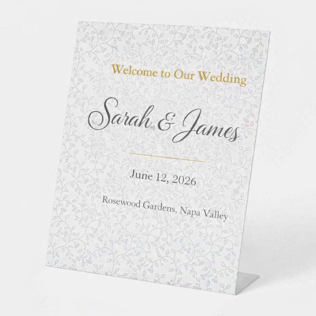 Schild (Elegant Gray & Gold Wedding Welcome Sign — Timeless Design for Modern Couples)