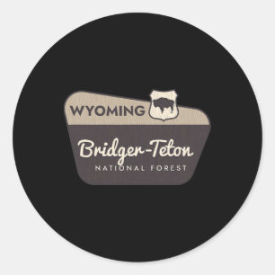 Schild am Bridger-Teton-Nationalforst Wyoming Runder Aufkleber