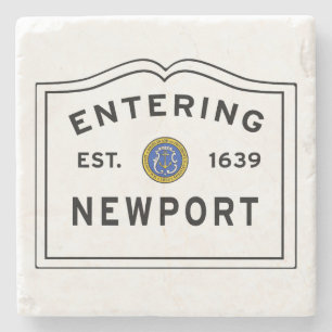 Schild am Eingang von Newport Steinuntersetzer