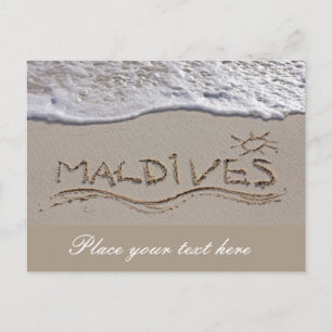 Schild am Strand der Malediven Postkarte