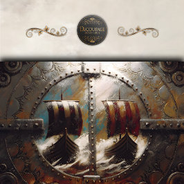 Schild-Ansicht-Wikingschiffe Seidenpapier