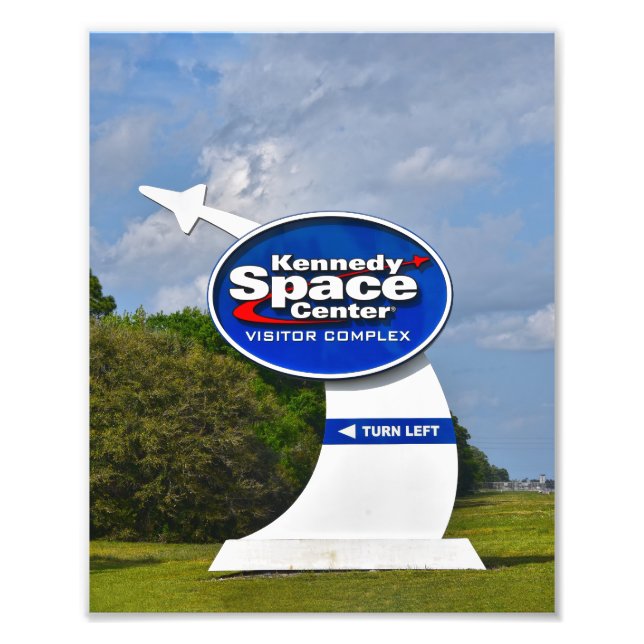 Schild des Besucherzentrums des Kennedy Space Cent (Vorne)