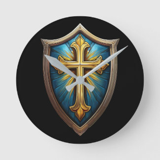 Schild des Glaubens Christlicher Gläubiger Runde Wanduhr