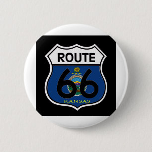 Schild des Kansas-Flaggen-Weg-66 Button