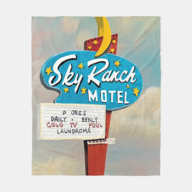 Schild des Sky Ranch Motels Fleecedecke (Vorderseite)