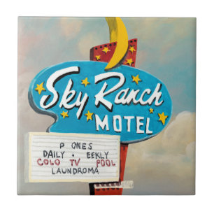 Schild des Sky Ranch Motels Fliese