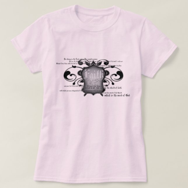 Schild des T - Shirt der Frauen des Glaubens (Design vorne)