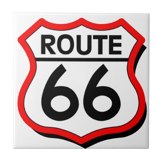 Schild des Weg-66 mit Rot u. Schatten Fliese (Vorderseite)