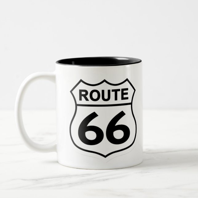 Schild des Weges 66 Zweifarbige Tasse (Links)