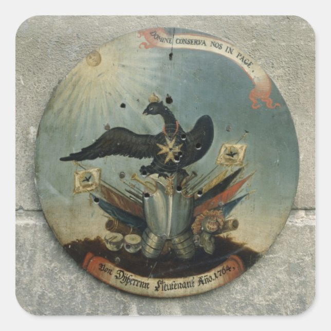 Schild eines preussischen Offiziers, 1764 Quadratischer Aufkleber (Vorderseite)