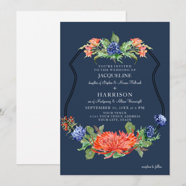Schild Floral Watercolor Sommernacht Mum Thistle Einladung (Vorne/Hinten)