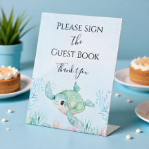 Schild für den Tisch zur Babyparty für eine Meeres