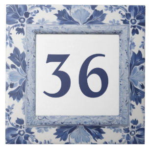 Schild für die Blauer und Weiß-Delft-Hausnummer Fliese
