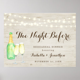 Schild für die Nacht vor dem Probedinner