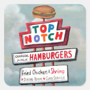 Schild für Fast Food Quadratischer Aufkleber