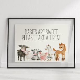 Schild für Gastgeschenke zur Babyparty mit Tiermot