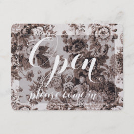 Schild für Schaufenster Blau Braun Floral Offen &