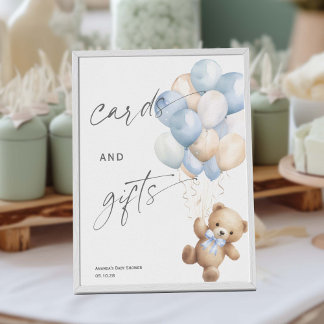 Schild Karten und Geschenke, blau Bearly wait Them