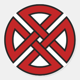 Schild-Knoten (keltische Version im Rot u. im Runder Aufkleber