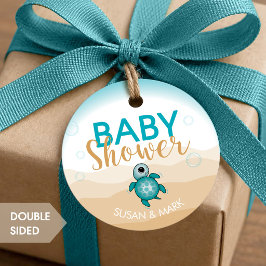 Schild Meeresschildkröte Thema Baby Shower Kreis Geschenkanhänger