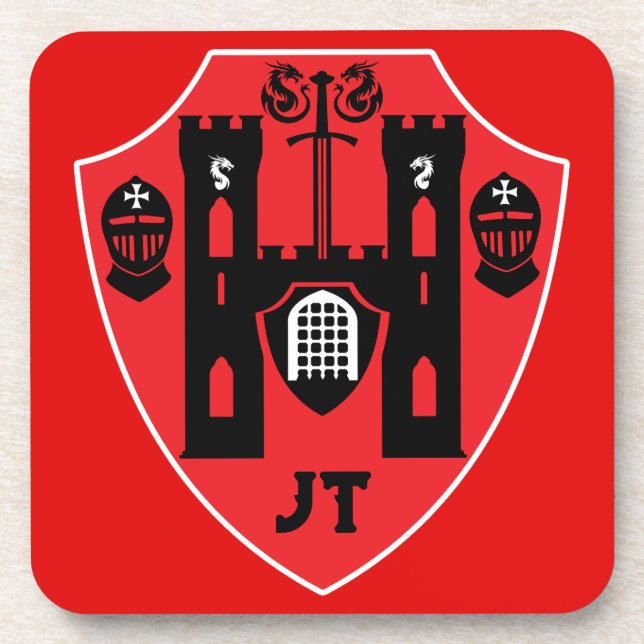 Schild mit anpassbaren Rittern Getränkeuntersetzer (Vorderseite)