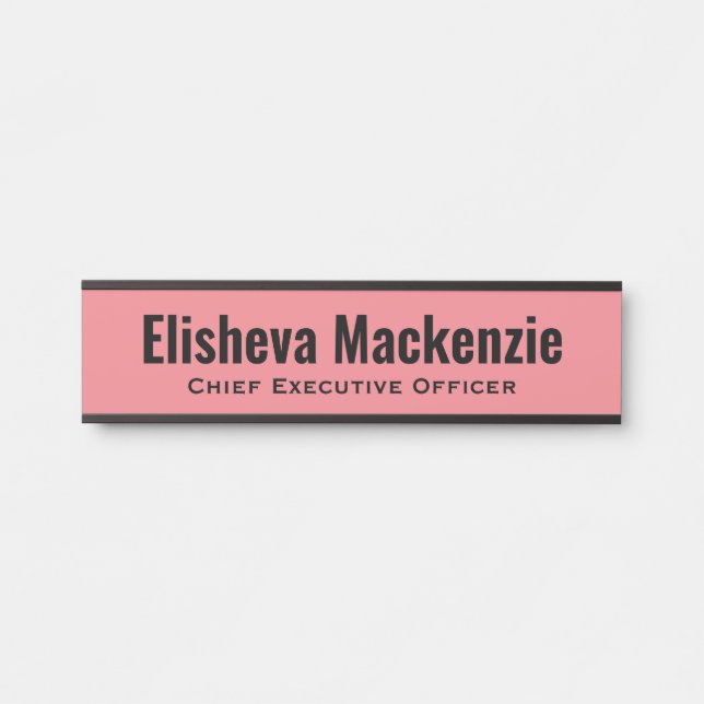 Schild mit dem Namen der rosa Bürotür (Vorderseite )