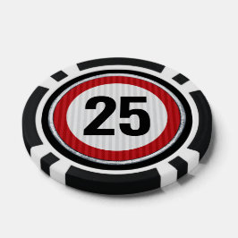 Schild mit Geschwindigkeitsbegrenzung zum 25. Gebu Pokerchips