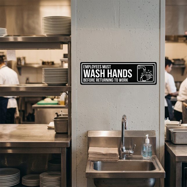 Schild Mitarbeiter müssen Hände waschen Autoaufkleber (employees must wash hands sign,restroom hand washing sign,business bathroom sign,restaurant restroom)