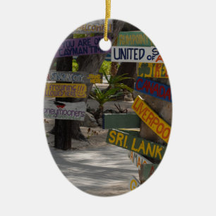 Schild Pfosten Rum Point Grand Cayman Keramikornament