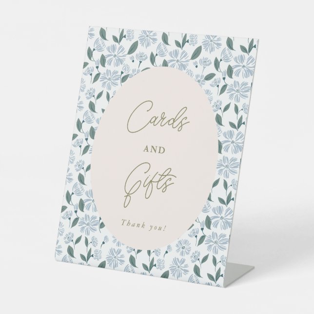 Schild "Sage and Dusty Blue Cards and Gifts Pedest (Vorderseite)