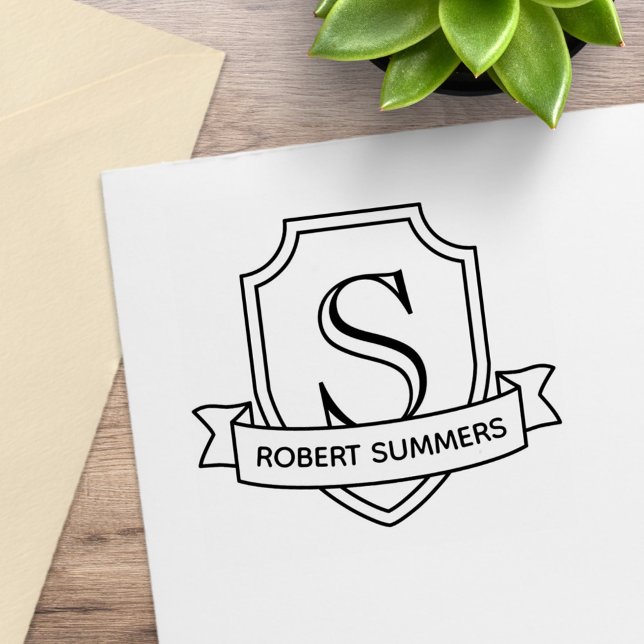 Schild- und Band-Monogramm-Initiale Gummistempel (Von Creator hochgeladen)