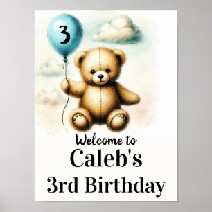 Schild zum 1. Geburtstag Teddybär Bla Balloon
