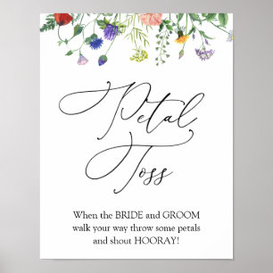 Schild zum Petal Toss mit Wildblumen